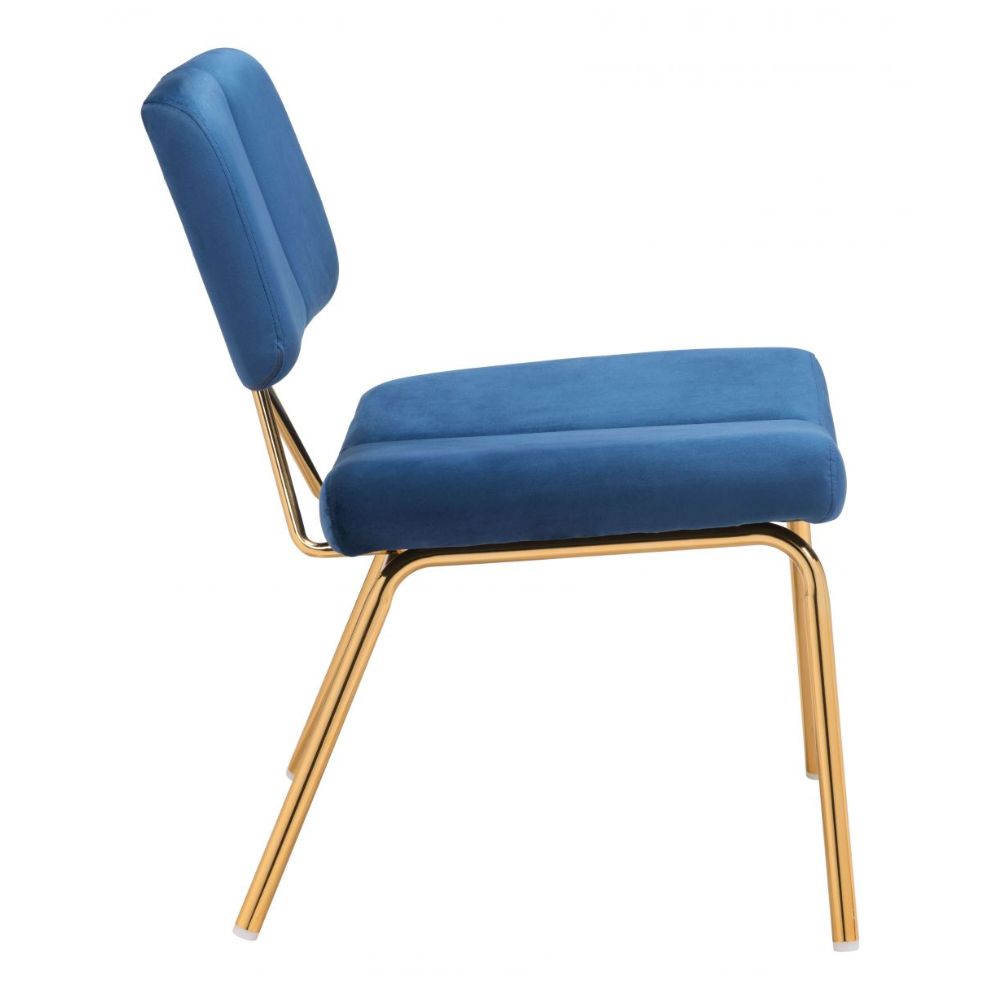 CHAIR ZUO NICOLE 101965 | Dining Chair | Gold Blue | 100% Polyester | Fabric Velvet | Inside | Use Interior Department Room Department Accommodation Studio Decoration Interiors Home Dinner Room