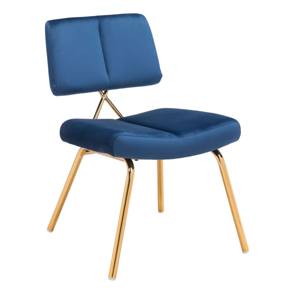 CHAIR ZUO NICOLE 101965 | Dining Chair | Gold Blue | 100% Polyester | Fabric Velvet | Inside