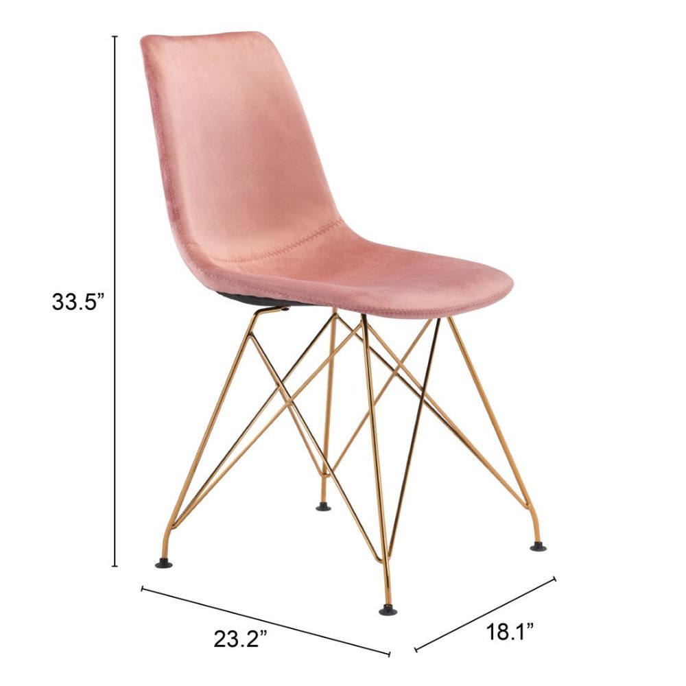 CHAIR ZUO PARKER 101712 | Dining Chair | Gold Pink | 100% Polyester | Fabric Velvet | Inside | Use Interior Department Room Department Accommodation Studio Decoration Interiors Home Habitacion Dinner Room