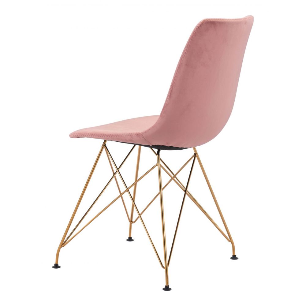 CHAIR ZUO PARKER 101712 | Dining Chair | Gold Pink | 100% Polyester | Fabric Velvet | Inside | Use Interior Department Room Department Accommodation Studio Decoration Interiors Home Habitacion Dinner Room
