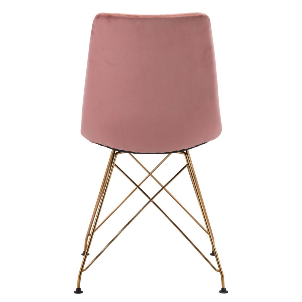 CHAIR ZUO PARKER 101712 | Dining Chair | Gold Pink | 100% Polyester | Fabric Velvet | Inside | Use Interior Department Room Department Accommodation Studio Decoration Interiors Home Habitacion Dinner Room