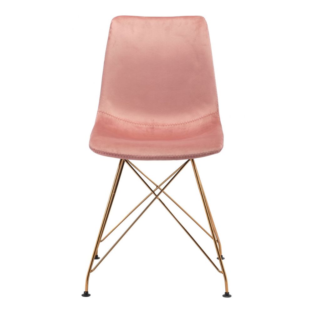 CHAIR ZUO PARKER 101712 | Dining Chair | Gold Pink | 100% Polyester | Fabric Velvet | Inside | Use Interior Department Room Department Accommodation Studio Decoration Interiors Home Habitacion Dinner Room