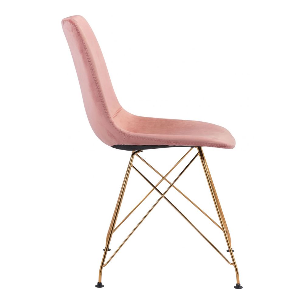 CHAIR ZUO PARKER 101712 | Dining Chair | Gold Pink | 100% Polyester | Fabric Velvet | Inside | Use Interior Department Room Department Accommodation Studio Decoration Interiors Home Habitacion Dinner Room
