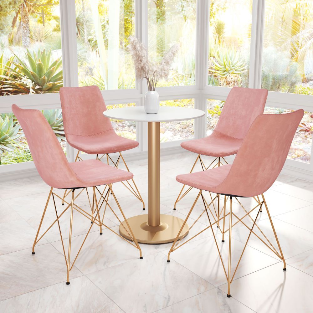 CHAIR ZUO PARKER 101712 | Dining Chair | Gold Pink | 100% Polyester | Fabric Velvet | Inside | Use Interior Department Room Department Accommodation Studio Decoration Interiors Home Habitacion Dinner Room Set