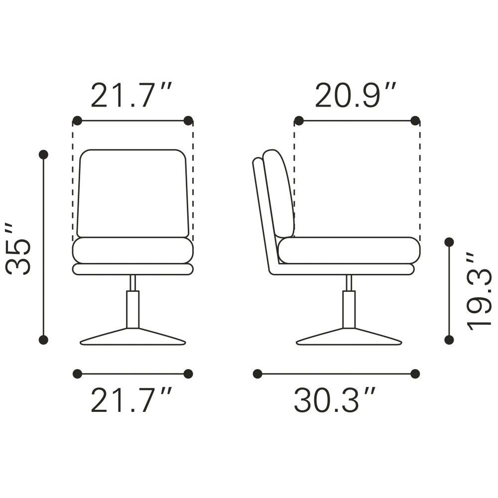 CHAIR ZUO RORY 102055 | Accent Chair | Brown Chrome | 100% Polyurethane | Faux Leather | Inside | Armchair Sofa Recliner Armchair Divan Upholstered Seat Living Room Home Home Waiting Room Office Living Room