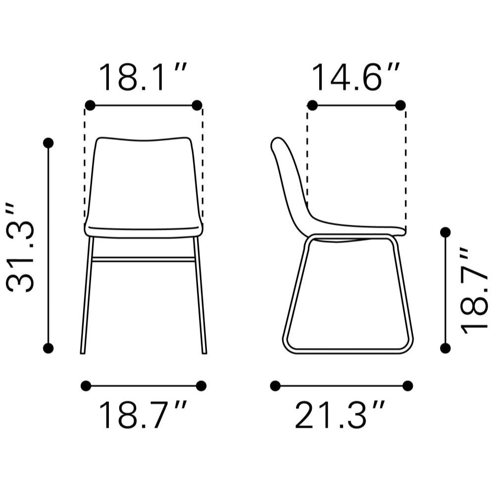 CHAIR ZUO SMART 101995 | Dining Chair | Black Gray | 100% Polyurethane | Faux Leather | Inside | Use Interior Department Room Department Accommodation Studio Decoration Interiors Home Dinner Room