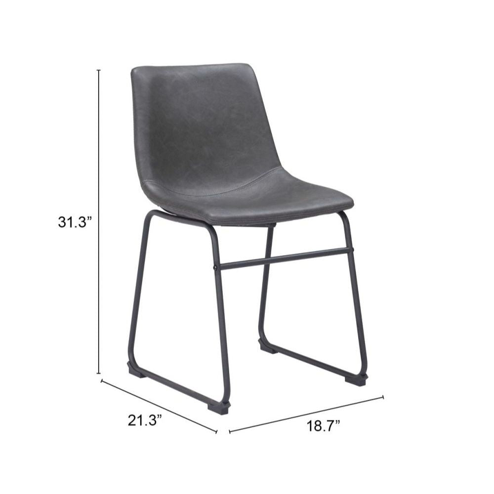 CHAIR ZUO SMART 101995 | Dining Chair | Black Gray | 100% Polyurethane | Faux Leather | Inside | Use Interior Department Room Department Accommodation Studio Decoration Interiors Home Dinner Room