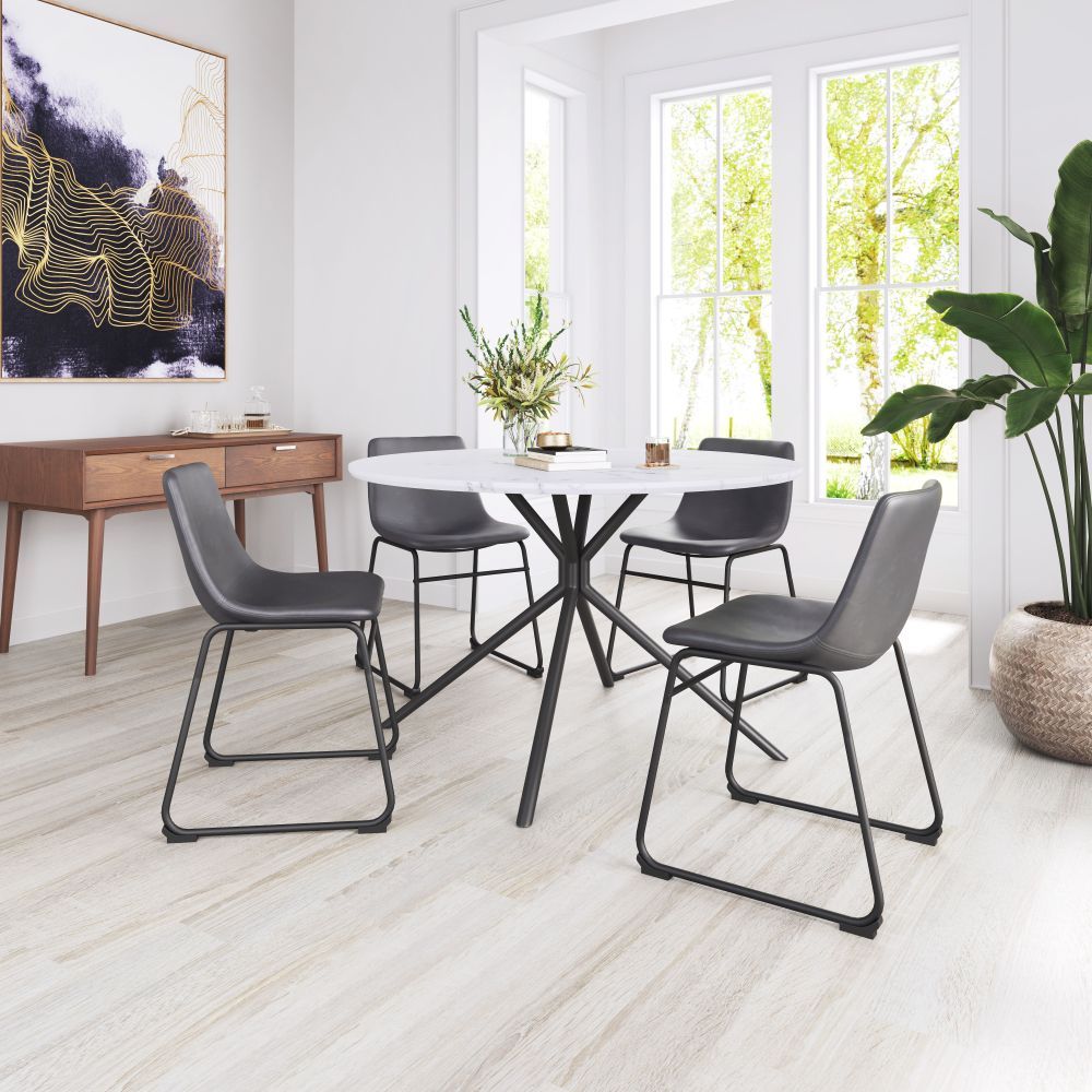 CHAIR ZUO SMART 101995 | Dining Chair | Black Gray | 100% Polyurethane | Faux Leather | Inside | Use Interior Department Room Department Accommodation Studio Decoration Interiors Home Dinner Room Set