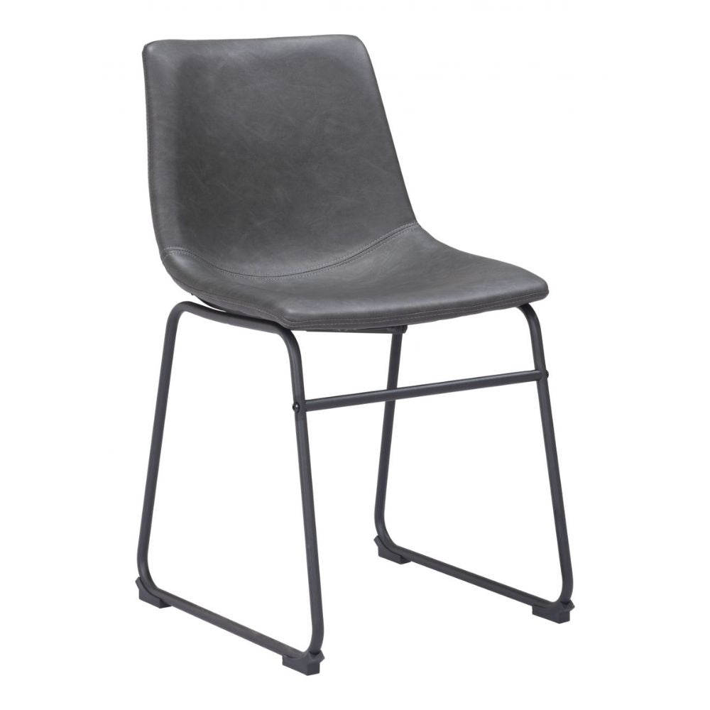 CHAIR ZUO SMART 101995 | Dining Chair | Black Gray | 100% Polyurethane | Faux Leather | Inside | Use Interior Department Room Department Accommodation Studio Decoration Interiors Home Dinner Room