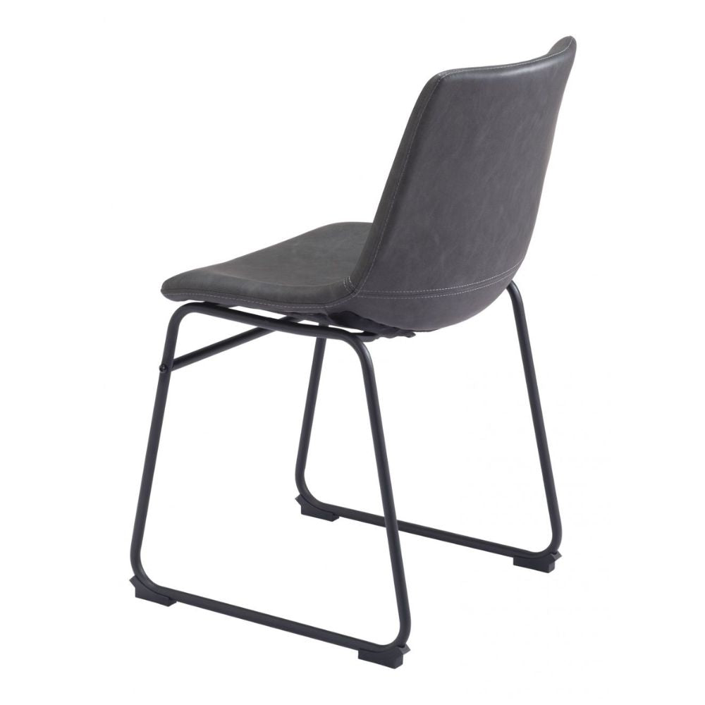 CHAIR ZUO SMART 101995 | Dining Chair | Black Gray | 100% Polyurethane | Faux Leather | Inside | Use Interior Department Room Department Accommodation Studio Decoration Interiors Home Dinner Room