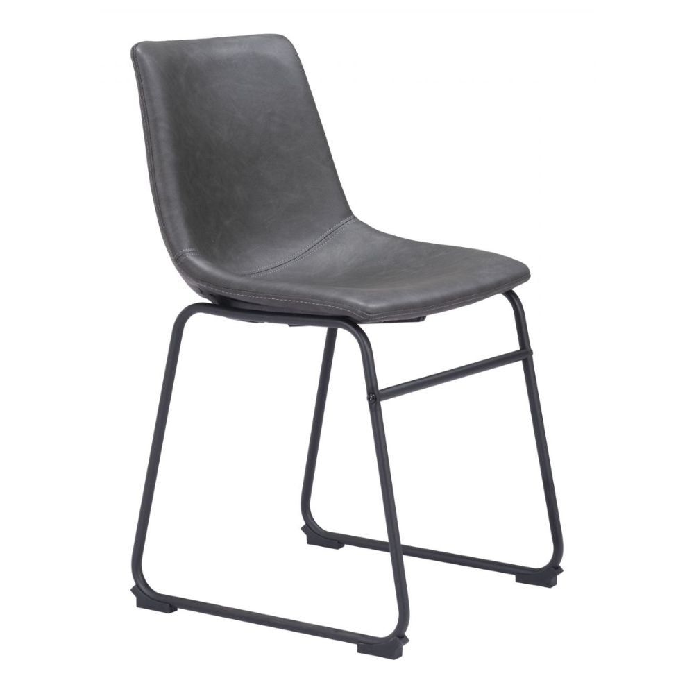 CHAIR ZUO SMART 101995 | Dining Chair | Black Gray | 100% Polyurethane | Faux Leather | Inside | Use Interior Department Room Department Accommodation Studio Decoration Interiors Home Dinner Room