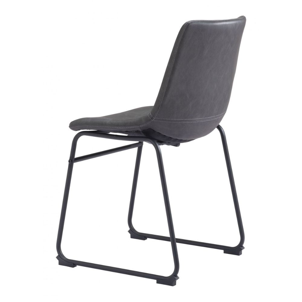 CHAIR ZUO SMART 101995 | Dining Chair | Black Gray | 100% Polyurethane | Faux Leather | Inside | Use Interior Department Room Department Accommodation Studio Decoration Interiors Home Dinner Room