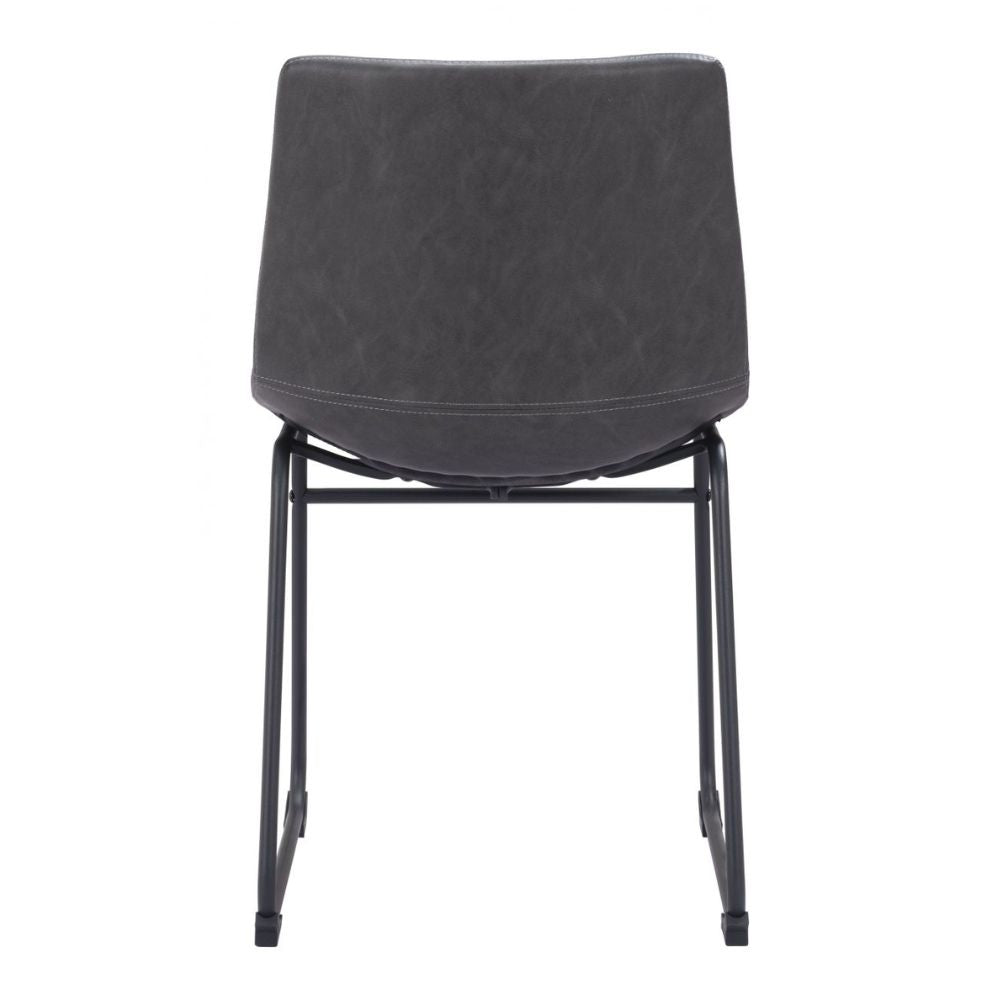 CHAIR ZUO SMART 101995 | Dining Chair | Black Gray | 100% Polyurethane | Faux Leather | Inside | Use Interior Department Room Department Accommodation Studio Decoration Interiors Home Dinner Room