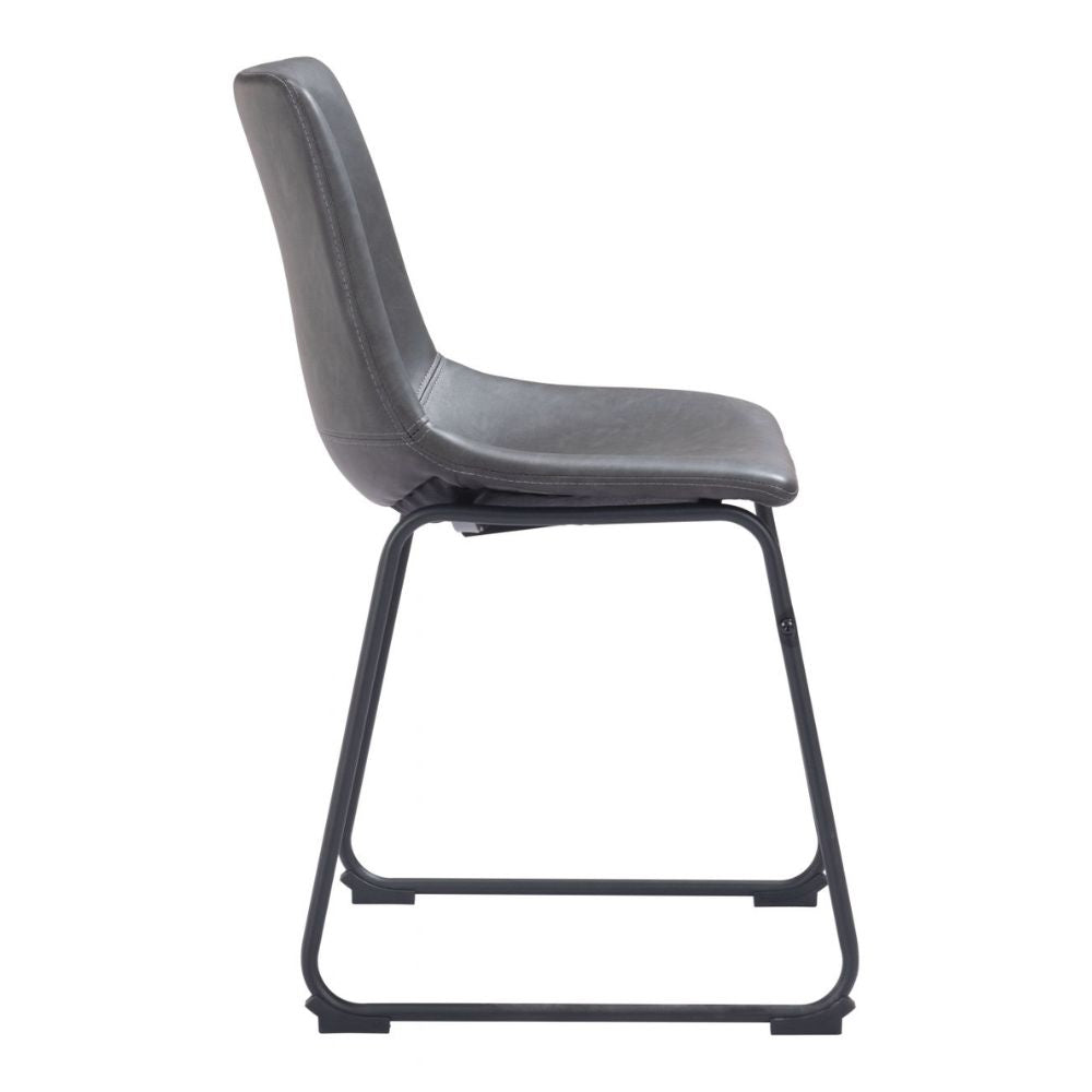 CHAIR ZUO SMART 101995 | Dining Chair | Black Gray | 100% Polyurethane | Faux Leather | Inside | Use Interior Department Room Department Accommodation Studio Decoration Interiors Home Dinner Room