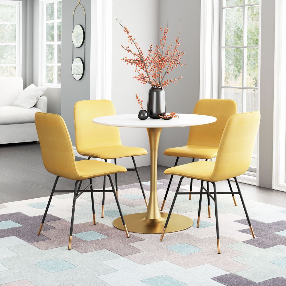 CHAIR ZUO VAR 101891 | Dining Chair | Gray Yellow Gold | 100%Polyester | Fabric | Inside | Bar Restaurant Cafetería Food Court Bar Breakfast Kitchen Bistro Office Space Set