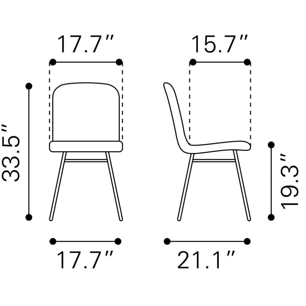 CHAIR ZUO VAR 101892 | Dining Chair | Black Green Gold | 100%Polyurethane | Faux Leather | Inside | Bar Restaurant Cafetería Food Court Bar Breakfast Kitchen Bistro Office Space