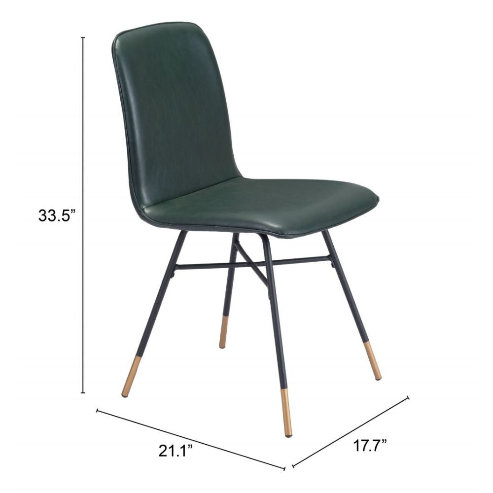 CHAIR ZUO VAR 101892 | Dining Chair | Black Green Gold | 100%Polyurethane | Faux Leather | Inside | Bar Restaurant Cafetería Food Court Bar Breakfast Kitchen Bistro Office Space