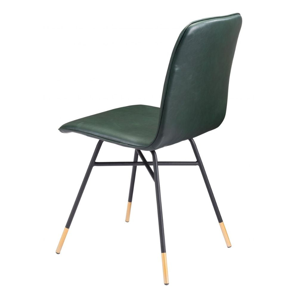 CHAIR ZUO VAR 101892 | Dining Chair | Black Green Gold | 100%Polyurethane | Faux Leather | Inside | Bar Restaurant Cafetería Food Court Bar Breakfast Kitchen Bistro Office Space