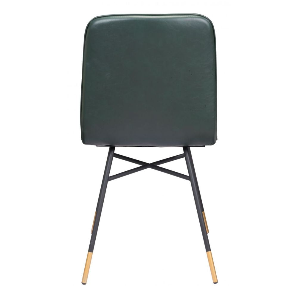 CHAIR ZUO VAR 101892 | Dining Chair | Black Green Gold | 100%Polyurethane | Faux Leather | Inside | Bar Restaurant Cafetería Food Court Bar Breakfast Kitchen Bistro Office Space