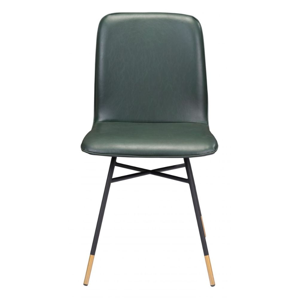CHAIR ZUO VAR 101892 | Dining Chair | Black Green Gold | 100%Polyurethane | Faux Leather | Inside | Bar Restaurant Cafetería Food Court Bar Breakfast Kitchen Bistro Office Space