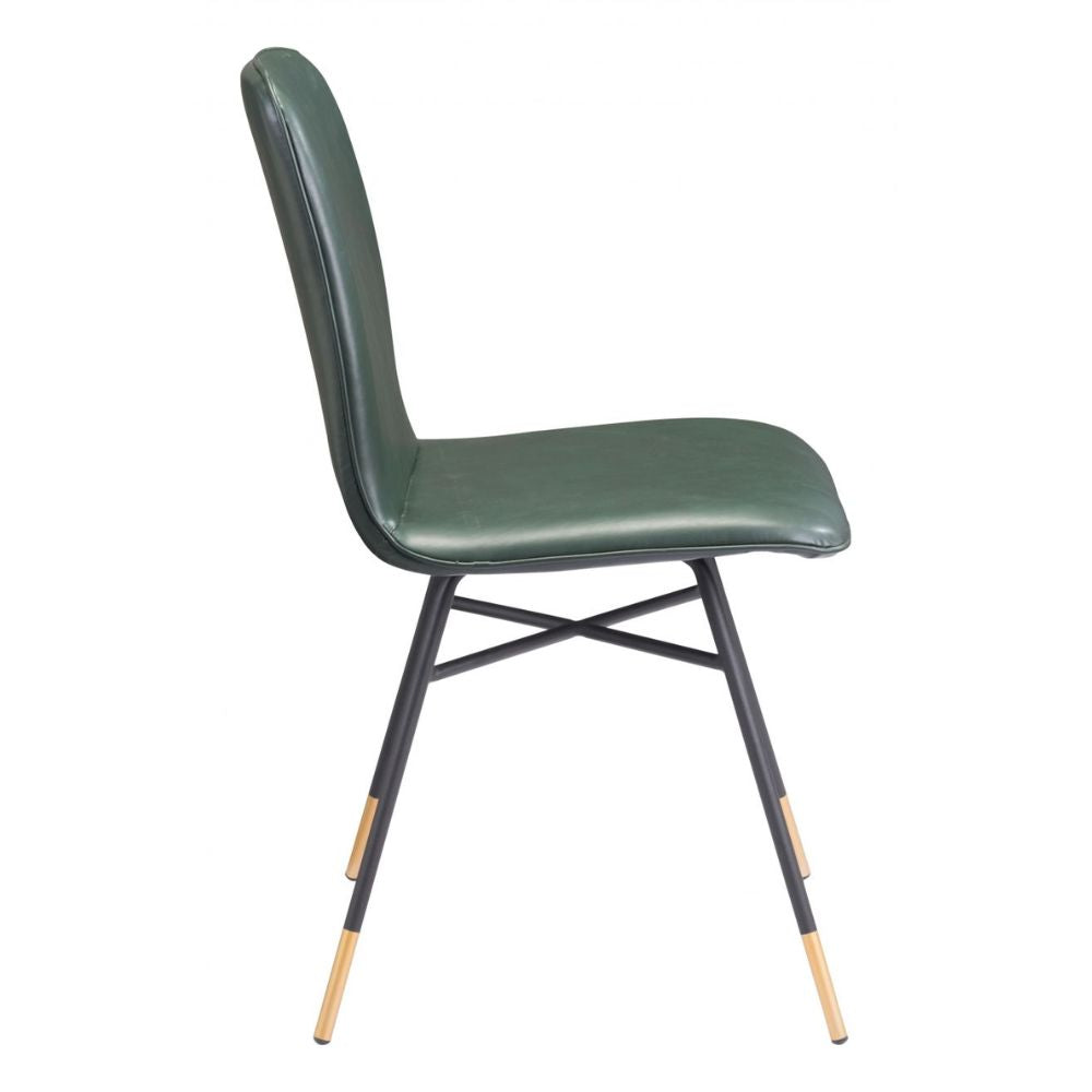 CHAIR ZUO VAR 101892 | Dining Chair | Black Green Gold | 100%Polyurethane | Faux Leather | Inside | Bar Restaurant Cafetería Food Court Bar Breakfast Kitchen Bistro Office Space