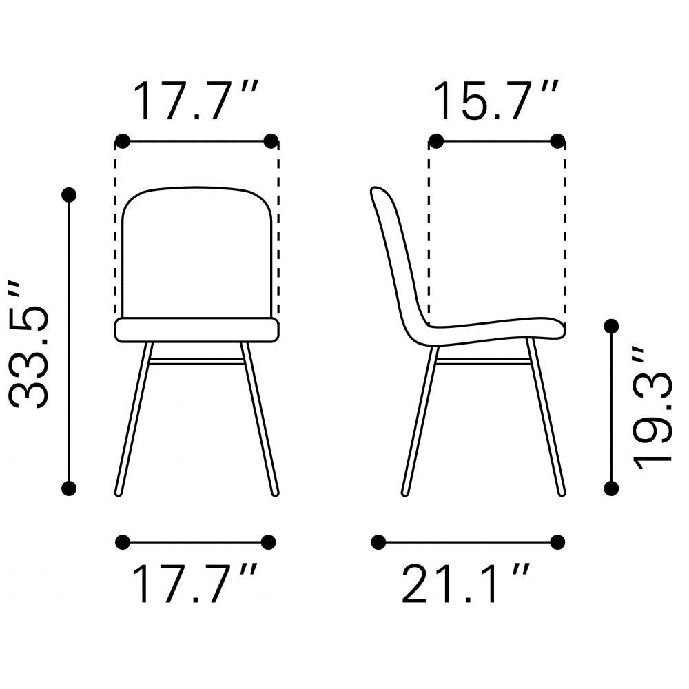 CHAIR ZUO VAR 101893 | Dining Chair | Black Gray Gold | 100%Polyurethane | Faux Leather | Inside | Bar Restaurant Cafetería Food Court Bar Breakfast Kitchen Bistro Office Space