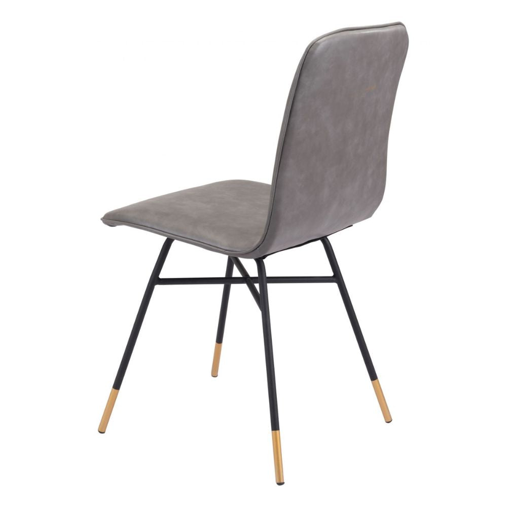 CHAIR ZUO VAR 101893 | Dining Chair | Black Gray Gold | 100%Polyurethane | Faux Leather | Inside | Bar Restaurant Cafetería Food Court Bar Breakfast Kitchen Bistro Office Space