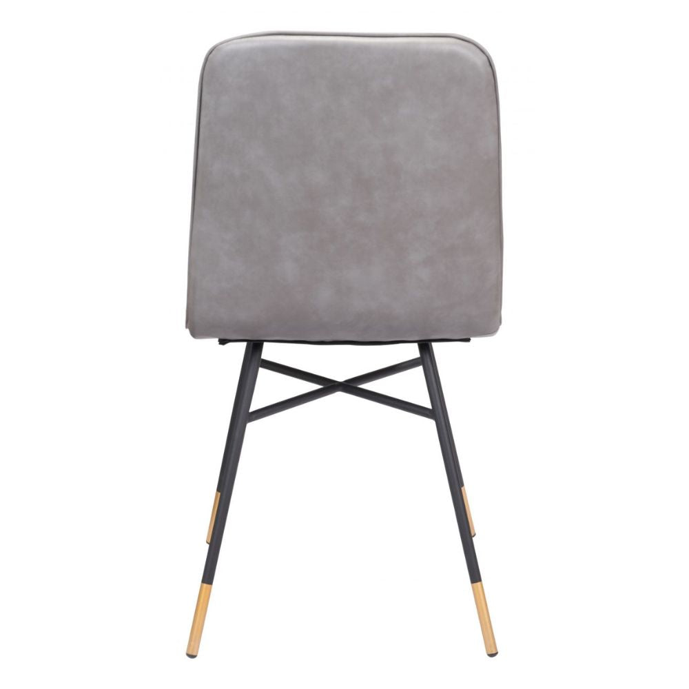 CHAIR ZUO VAR 101893 | Dining Chair | Black Gray Gold | 100%Polyurethane | Faux Leather | Inside | Bar Restaurant Cafetería Food Court Bar Breakfast Kitchen Bistro Office Space