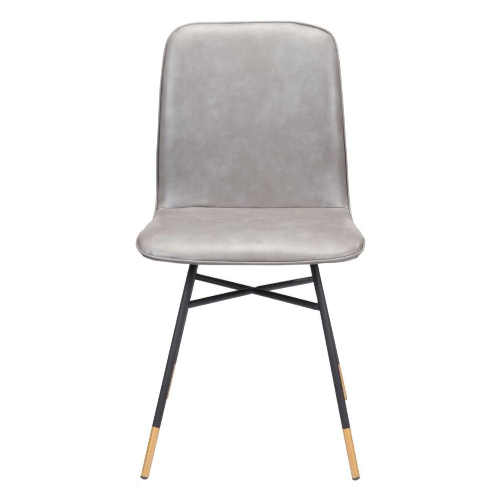 CHAIR ZUO VAR 101893 | Dining Chair | Black Gray Gold | 100%Polyurethane | Faux Leather | Inside | Bar Restaurant Cafetería Food Court Bar Breakfast Kitchen Bistro Office Space