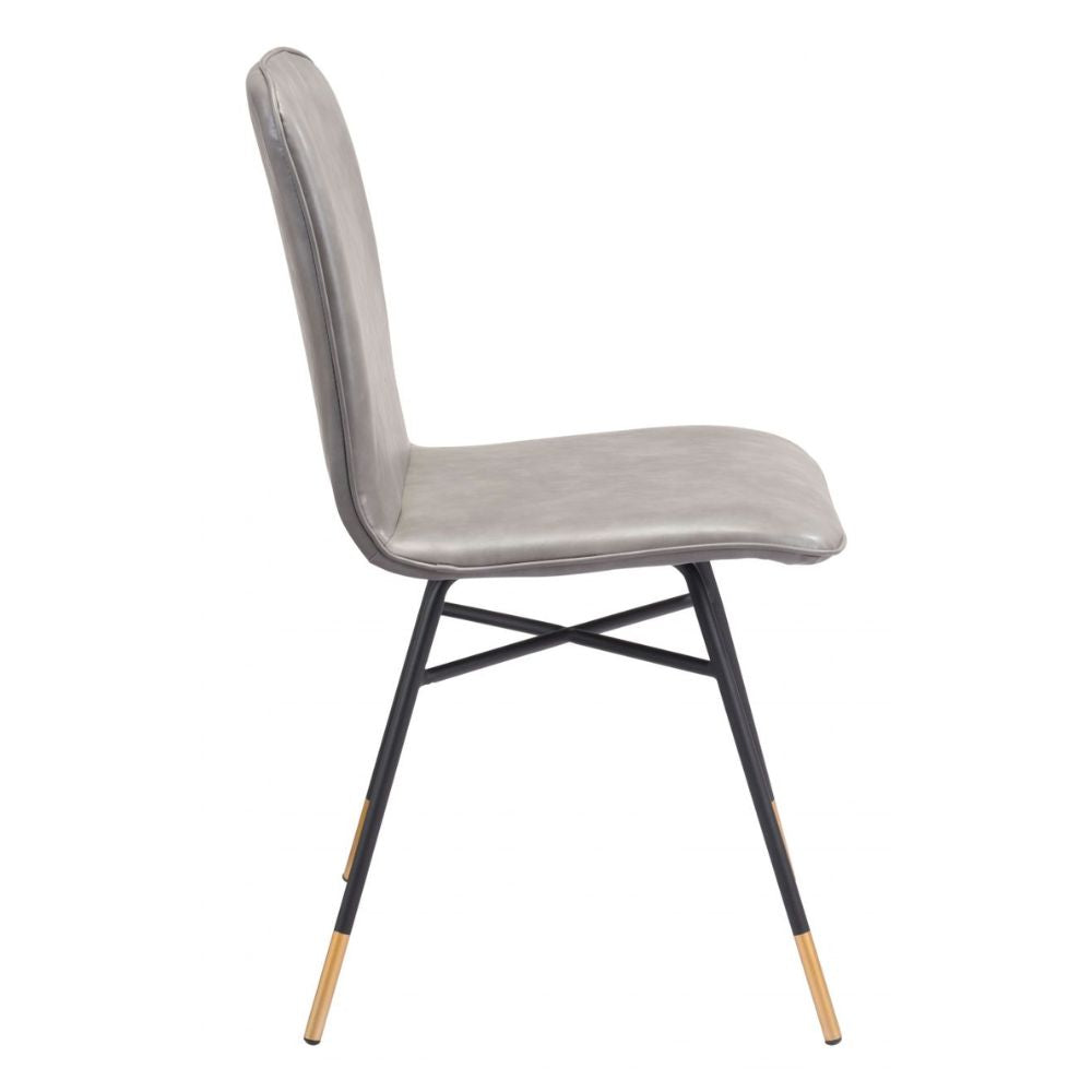CHAIR ZUO VAR 101893 | Dining Chair | Black Gray Gold | 100%Polyurethane | Faux Leather | Inside | Bar Restaurant Cafetería Food Court Bar Breakfast Kitchen Bistro Office Space