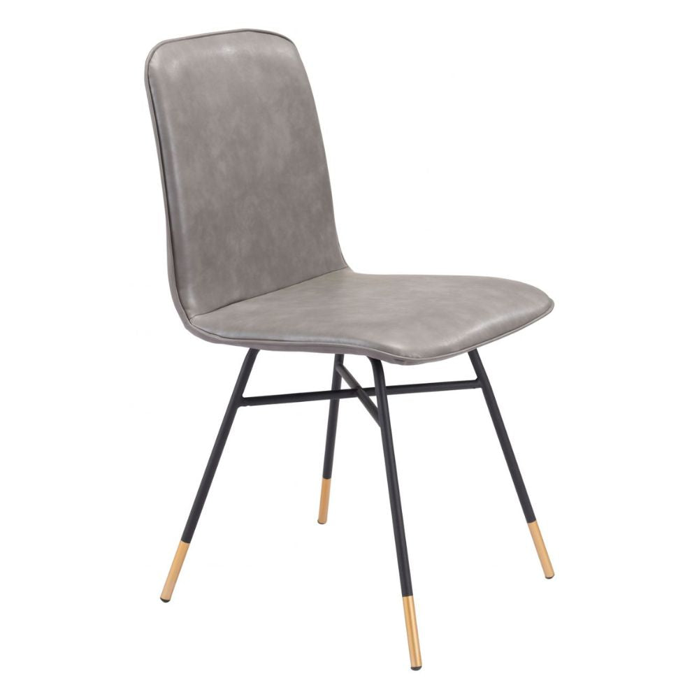 CHAIR ZUO VAR 101893 | Dining Chair | Black Gray Gold | 100%Polyurethane | Faux Leather | Inside | Bar Restaurant Cafetería Food Court Bar Breakfast Kitchen Bistro Office Space