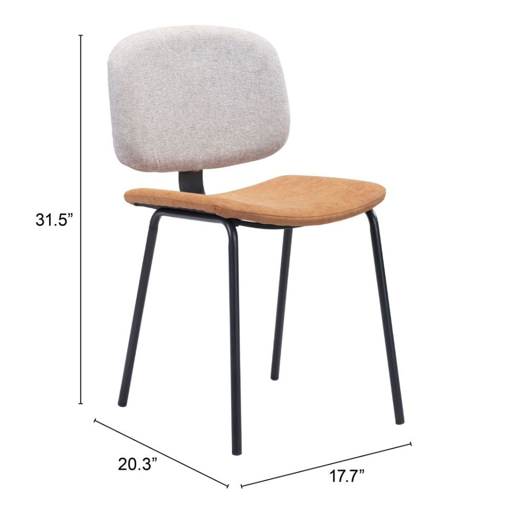 CHAIR ZUO WORCESTER 101717 | Dining Chair | Beige Brown | 100% Polyester | Fabric Faux Leather | Inside | Use Interior Department Room Department Accommodation Studio Decoration Interiors Home Habitacion Dinner Room