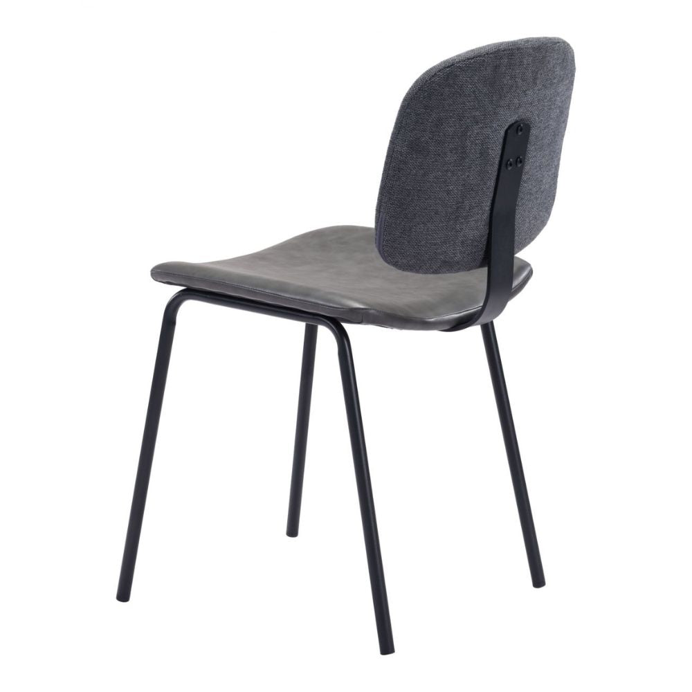 CHAIR ZUO WORCESTER 101718 | Dining Chair | Black Gray | 100% Polyester | Fabric Faux Leather | Inside | Use Interior Department Room Department Accommodation Studio Decoration Interiors Home Habitacion Dinner Room