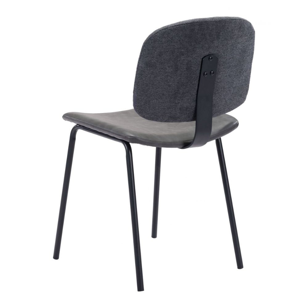 CHAIR ZUO WORCESTER 101718 | Dining Chair | Black Gray | 100% Polyester | Fabric Faux Leather | Inside | Use Interior Department Room Department Accommodation Studio Decoration Interiors Home Habitacion Dinner Room