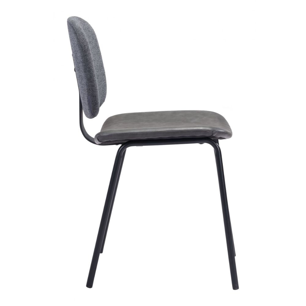CHAIR ZUO WORCESTER 101718 | Dining Chair | Black Gray | 100% Polyester | Fabric Faux Leather | Inside | Use Interior Department Room Department Accommodation Studio Decoration Interiors Home Habitacion Dinner Room