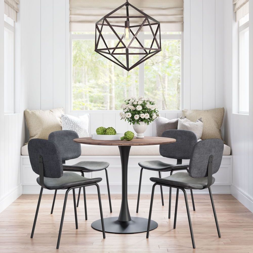 CHAIR ZUO WORCESTER 101718 | Dining Chair | Black Gray | 100% Polyester | Fabric Faux Leather | Inside | Use Interior Department Room Department Accommodation Studio Decoration Interiors Home Habitacion Dinner Room Set