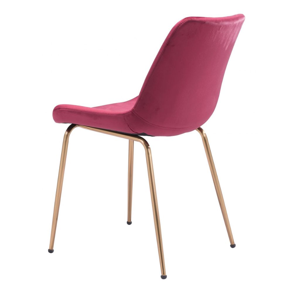 CHAIR ZUO ZUO TONY 101769 | Dining Room | Gold Red| 100% Polyester | Fabric Velvet | Inside | Bar Restaurant Cafetería Food Court Bar Breakfast Kitchen Bistro Office Space