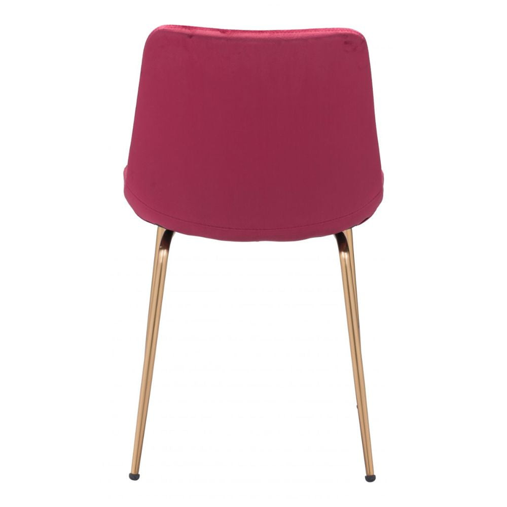 CHAIR ZUO ZUO TONY 101769 | Dining Room | Gold Red| 100% Polyester | Fabric Velvet | Inside | Bar Restaurant Cafetería Food Court Bar Breakfast Kitchen Bistro Office Space