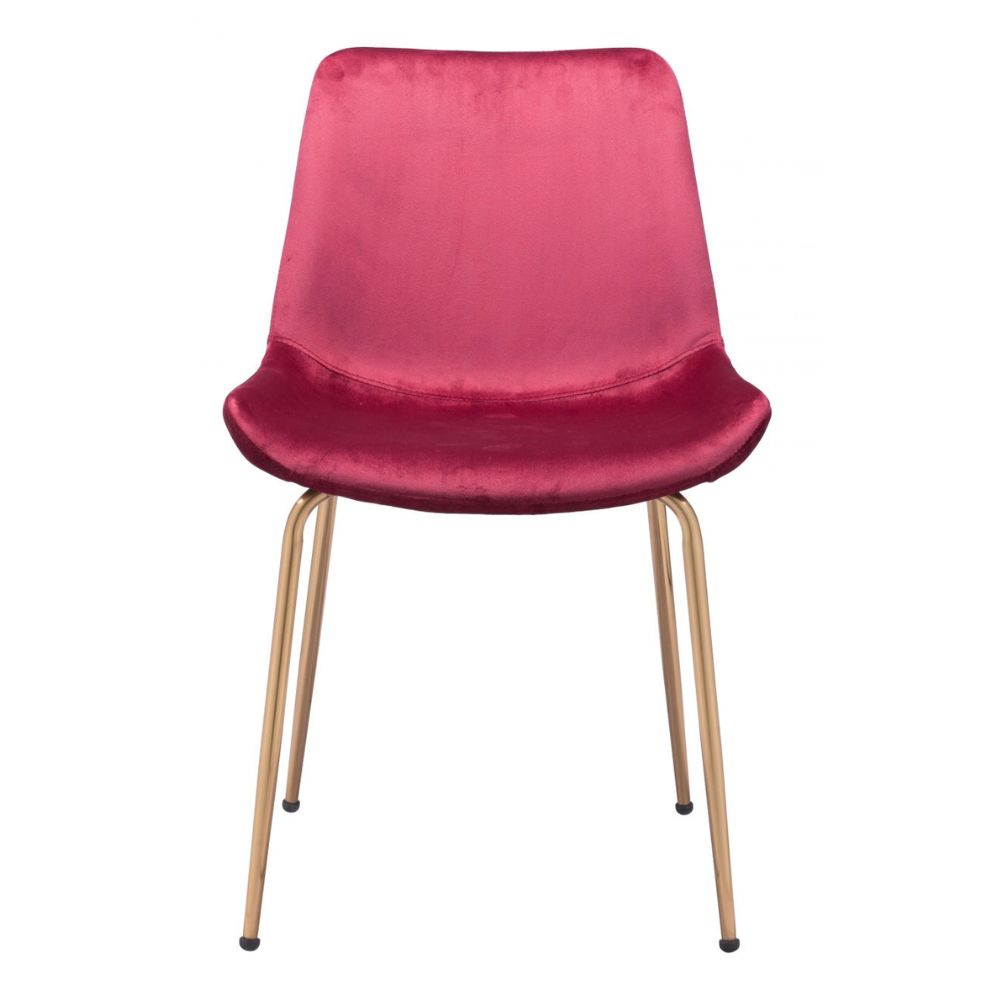 CHAIR ZUO ZUO TONY 101769 | Dining Room | Gold Red| 100% Polyester | Fabric Velvet | Inside | Bar Restaurant Cafetería Food Court Bar Breakfast Kitchen Bistro Office Space