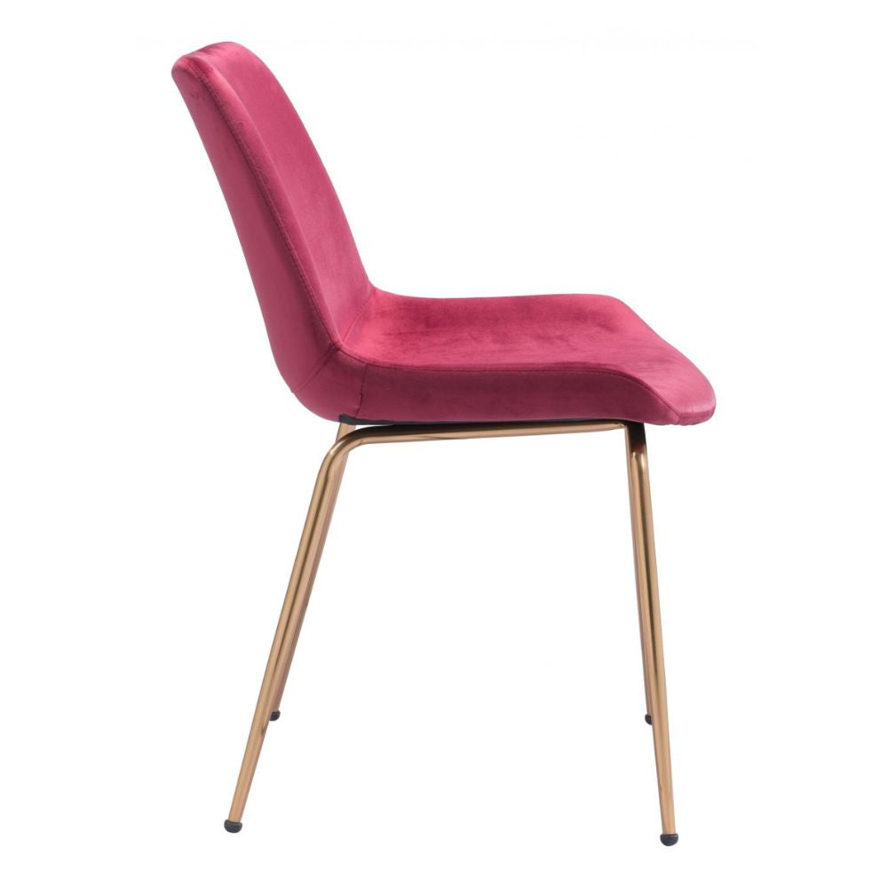 CHAIR ZUO ZUO TONY 101769 | Dining Room | Gold Red| 100% Polyester | Fabric Velvet | Inside | Bar Restaurant Cafetería Food Court Bar Breakfast Kitchen Bistro Office Space