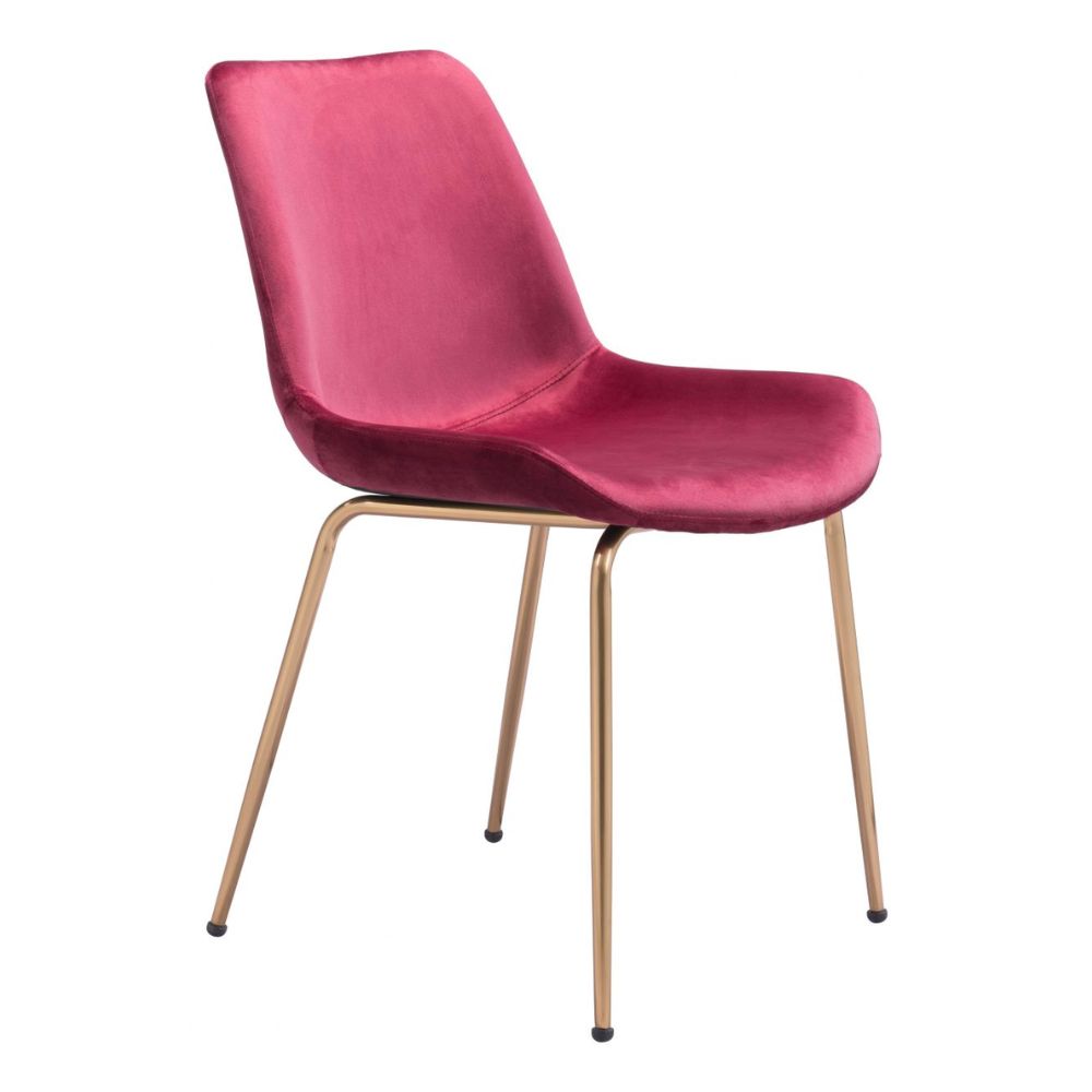 CHAIR ZUO ZUO TONY 101769 | Dining Room | Gold Red| 100% Polyester | Fabric Velvet | Inside | Bar Restaurant Cafetería Food Court Bar Breakfast Kitchen Bistro Office Space