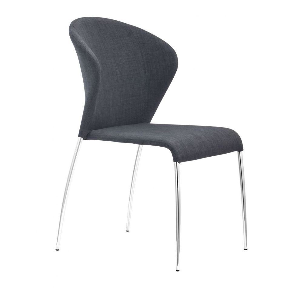 CHAIR ZUO OULU | Modern Dining Chair | Chromed Steel | Gray | Fabric 100% Polyester | Inside | House Living Room Restaurant Cafetería Food Court Hotel Banquete Rest Decoration Casual Dining Room Kitchen Modern