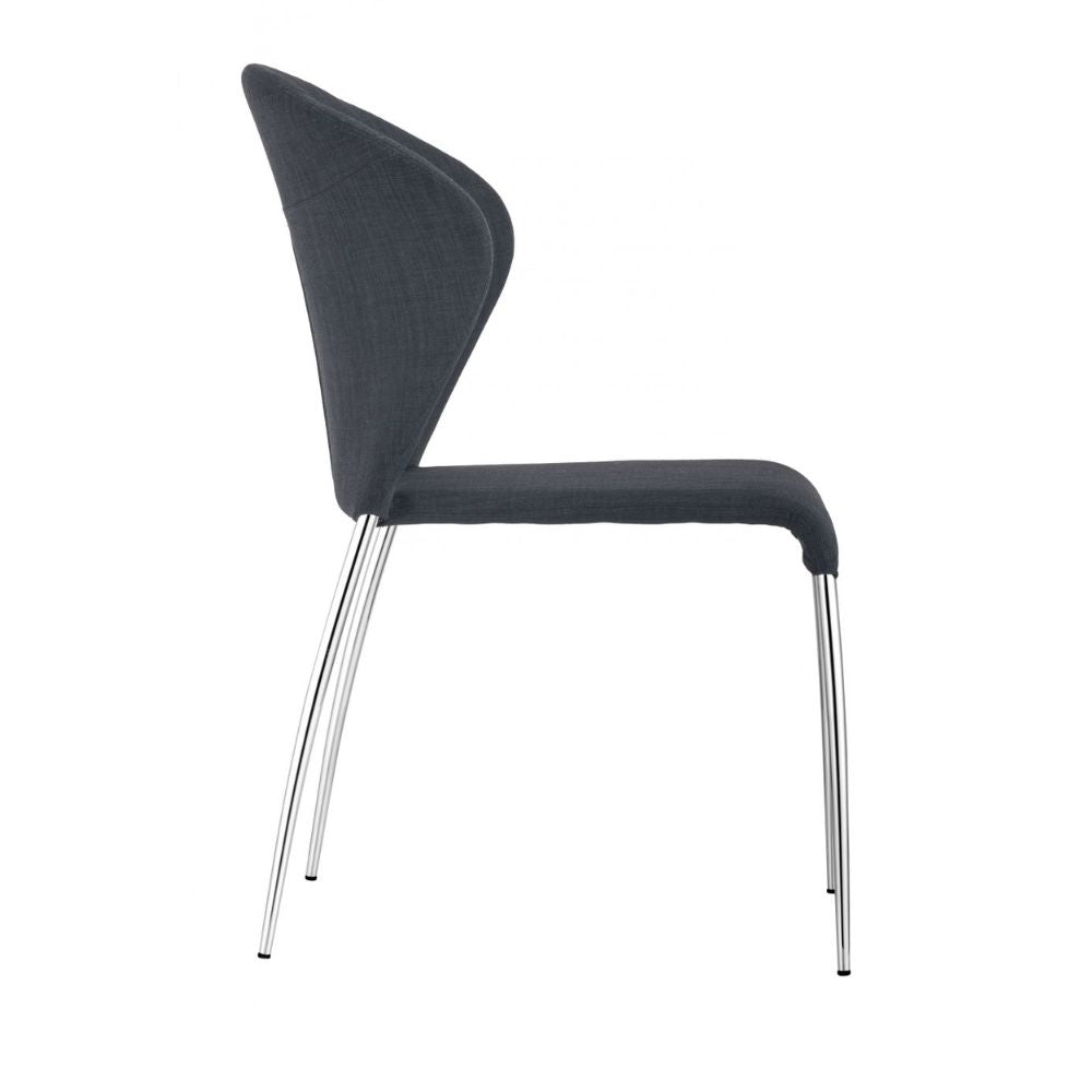 CHAIR ZUO OULU | Modern Dining Chair | Chromed Steel | Gray | Fabric 100% Polyester | Inside | House Living Room Restaurant Cafetería Food Court Hotel Banquete Rest Decoration Casual Dining Room Kitchen Modern