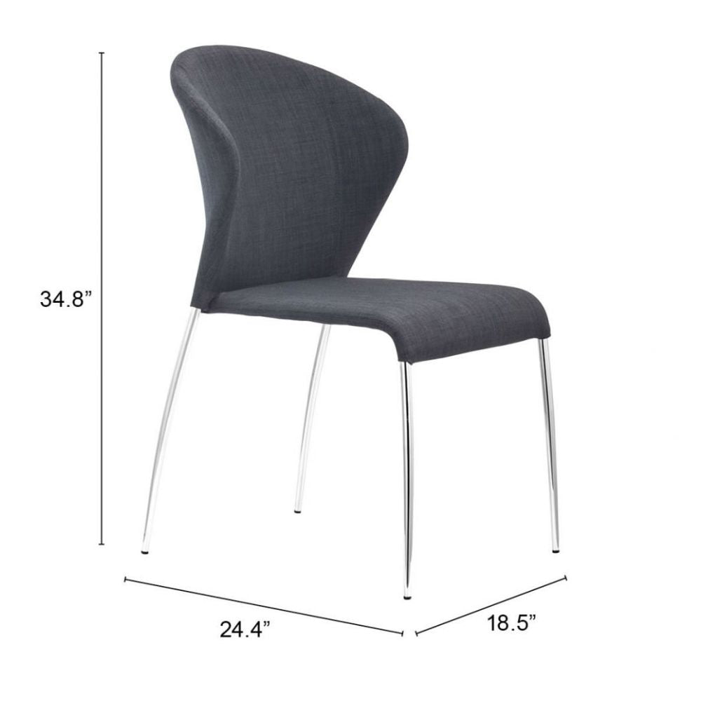 CHAIR ZUO OULU | Modern Dining Chair | Chromed Steel | Gray | Fabric 100% Polyester | Inside | House Living Room Restaurant Cafetería Food Court Hotel Banquete Rest Decoration Casual Dining Room Kitchen Modern