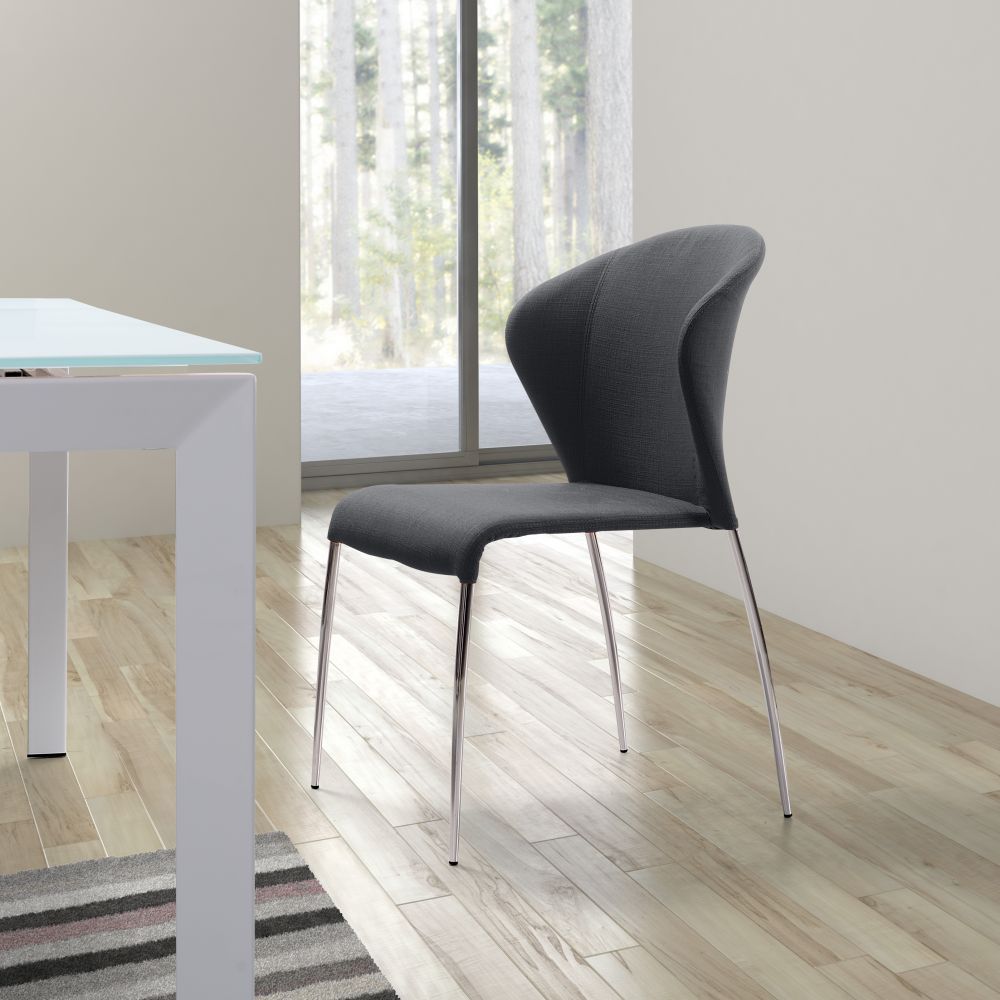 CHAIR ZUO OULU | Modern Dining Chair | Chromed Steel | Gray | Fabric 100% Polyester | Inside | House Living Room Restaurant Cafetería Food Court Hotel Banquete Rest Decoration Casual Dining Room Kitchen Modern