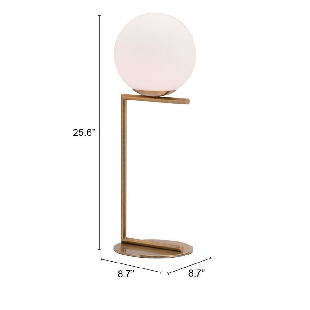 LAMP ZUO BELAIR | Table lamp for desk | Brass White Gold | Galvanized Steel Frosted Glass | Inside Bedroom Waiting Room Decorative Room Home Interior Decorative Lamp Lighting Floor Lamp Modern Lamp Light Kitchen Living Room Bedroom