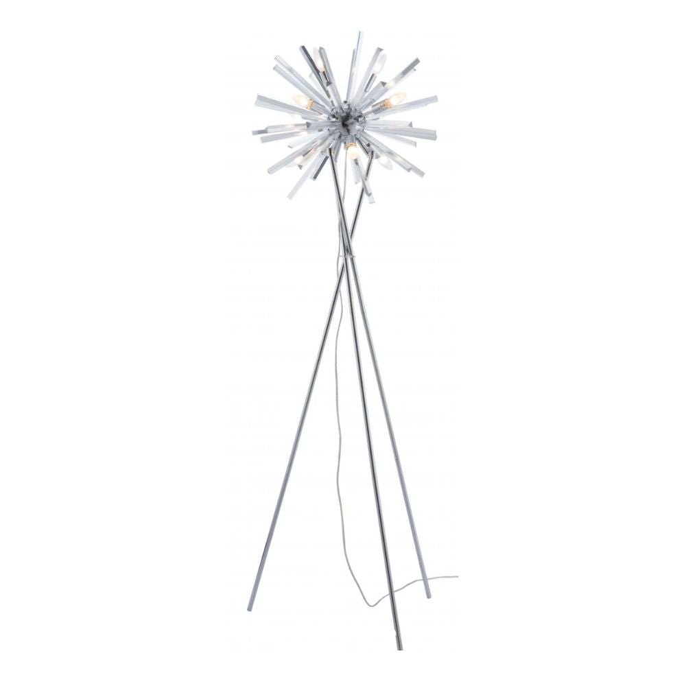 LAMP ZUO SAVOY | Floor Lamp for Living Room | Chrome-Plated Steel | Acrylic | Inside Bedroom Waiting Room Decorative Room Home Interior Decorative Lamp Lighting Floor Lamp Modern Lamp Light Kitchen Living Room Bedroom