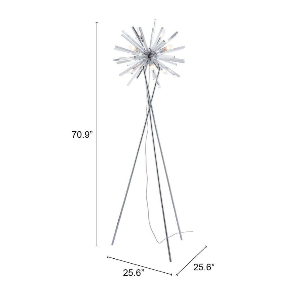 LAMP ZUO SAVOY | Floor Lamp for Living Room | Chrome-Plated Steel | Acrylic | Inside Bedroom Waiting Room Decorative Room Home Interior Decorative Lamp Lighting Floor Lamp Modern Lamp Light Kitchen Living Room Bedroom