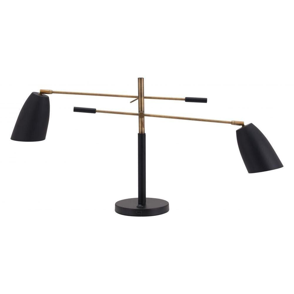 LAMP ZUO TANNER | Studio Table Lamp | Black Brass | Painted Steel | Inside Bedroom Waiting Room Decorative Room Home Interior Decorative Lamp Lighting Floor Lamp Modern Lamp Light Kitchen Living Room Bedroom
