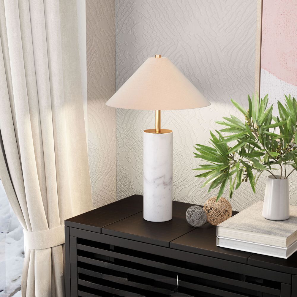 LAMP ZUO CIARA | Decorative Table Lamp for Home | White Steel Structure Base | Beige | Polyester Marble | Inside Bedroom Waiting Room Decorative Room Home Interior Decorative Lamp Lighting Floor Lamp Modern Lamp Light Kitchen Living Room Bedroom Set